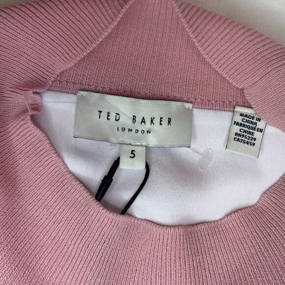 NWT Ted Baker Women's Popilia Mock Neck Knit Pink/White Sweater,TB 5, Disclaimer - Picture 5 of 13